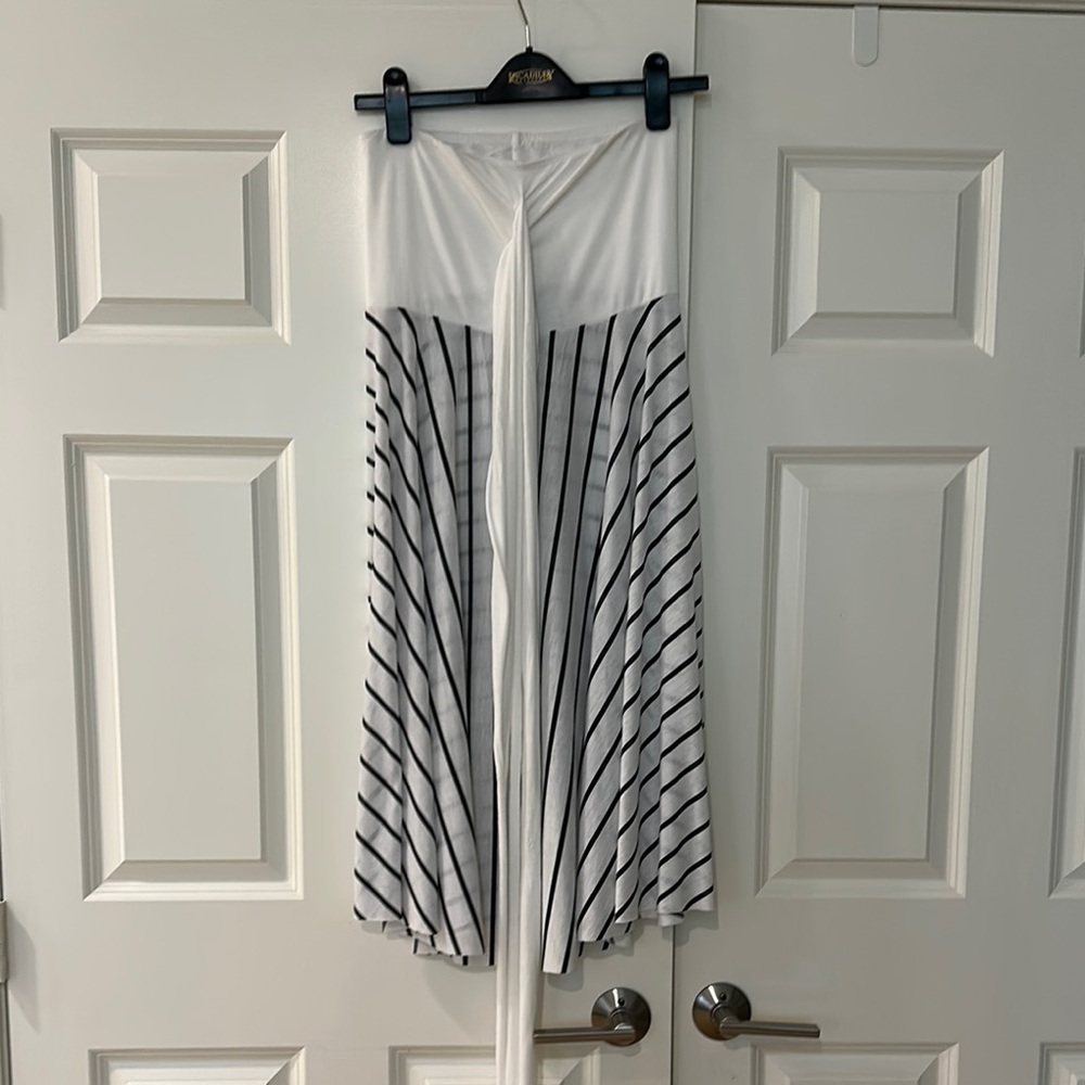 White and Black Striped Skirt